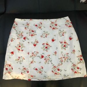 Floral White Mini Skirt